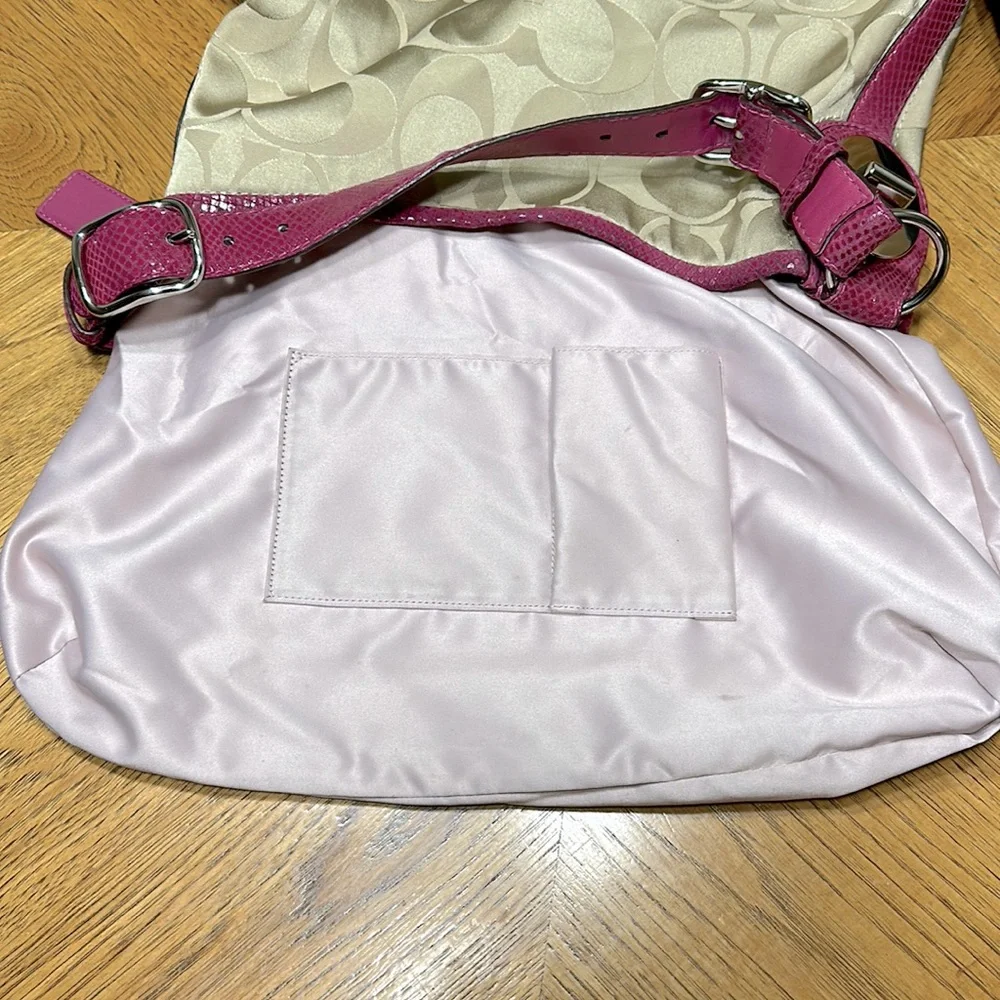 COACH Peyton Signature Sateen Turnlock Snakeprint Hobo